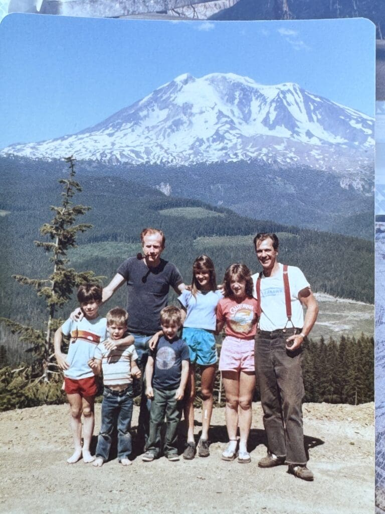 Family and friends at Mount St. Helens, including visitors from Staten Island, New York